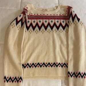 Brooks Brothers Cream Sweater with Red and Black Pattern